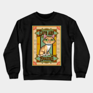 Cute Yellow Tabby on Cats are Amazing on tan background Crewneck Sweatshirt